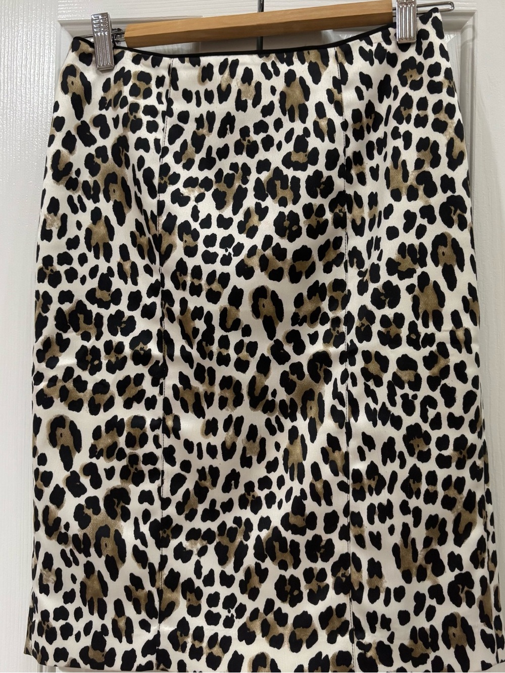 White House Black Market Leopard-Print A-Line Skirt in White, Black & Brown